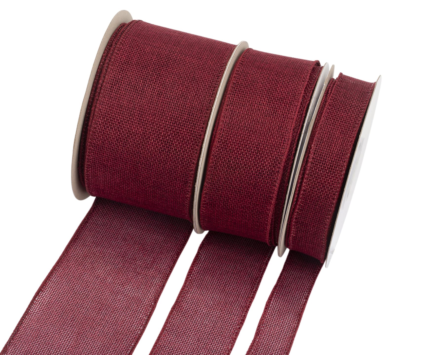 Ribbonitlux Burgundy Burlap Wired Ribbon, 75mm x 18 Meters, Wired Edge Burlap Ribbon for Gift Wrapping Big Bow, Wreath - Image 3