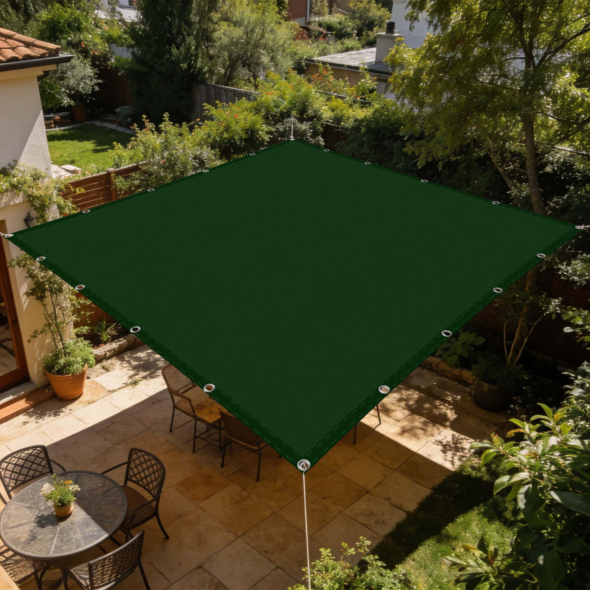 Voile d'ombrage robuste 2.5 x 5 m vert foncé imperméable pour terrasse