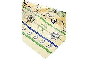 Ramadan Table Cover Plastic 108"x54" Islamic Moon and Star Arabesque Design