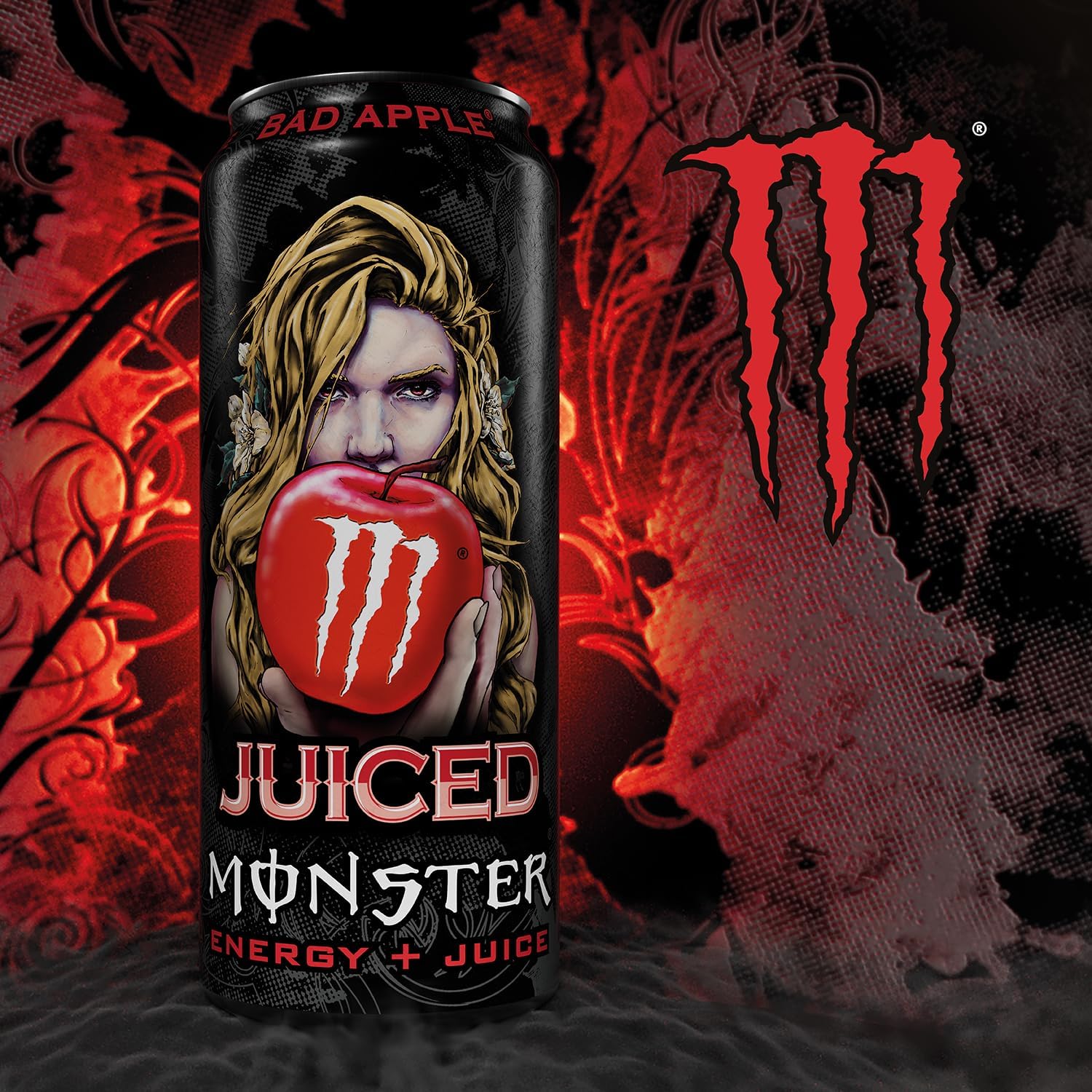 Monster Juiced Energy Drink - Bad Apple Flavor, 500ml Cans (Pack of 12) By COUGAR - Energy + Juice Blend, Bold Apple Taste, High Caffeine & B-Vitamins (IMPORTED-USA) 3