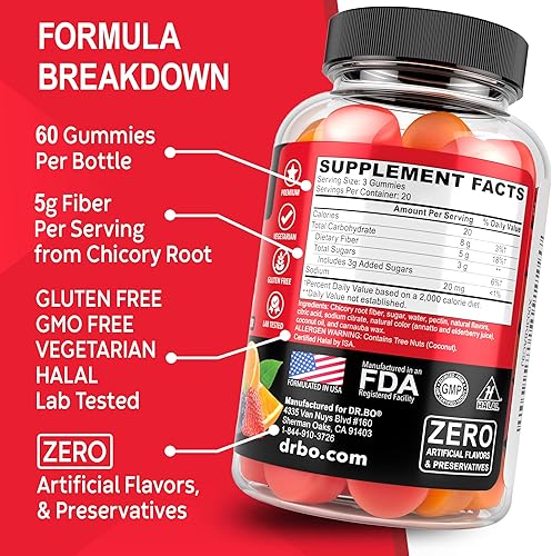 Miniatura 9 de DR. BO Gomitas de fibra y suplementos de limpieza de colon - Sabroso suplemento de fibra prebiótica gomosa - Super Colon Magic intestinal apoyo para