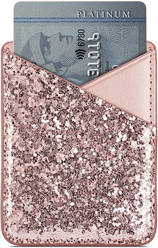 Miniatura 3 de Arlgseln - Tarjetero con purpurina, funda multifuncional para teléfono inteligente, oro rosa, todos los modelos