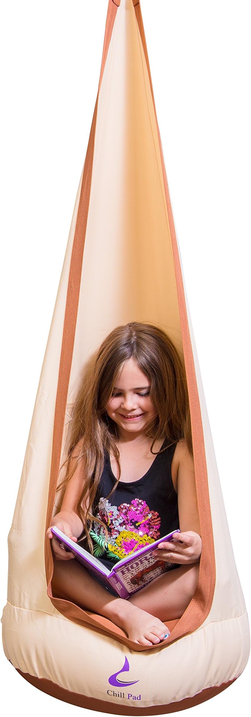 Premium Swing Hammock Pod for Young Kids Adjustable & Comfortable - Full Package with Inflatable Pillow, Pump, Hooks & Screws for Installation - for Indoor/Outdoor Use (Beige)