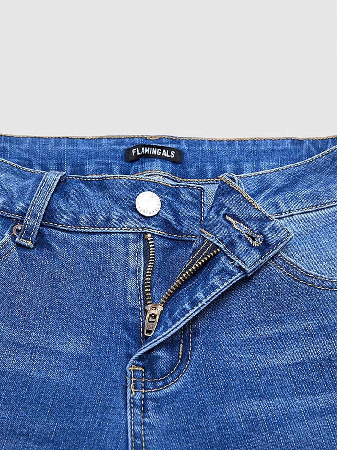 Flamingals Bell Bottom Jeans for Women Mid Rise Stretchy Grommet Eyelet Lace Up Wash Y2K Flare Jeans Casual Denim Pants