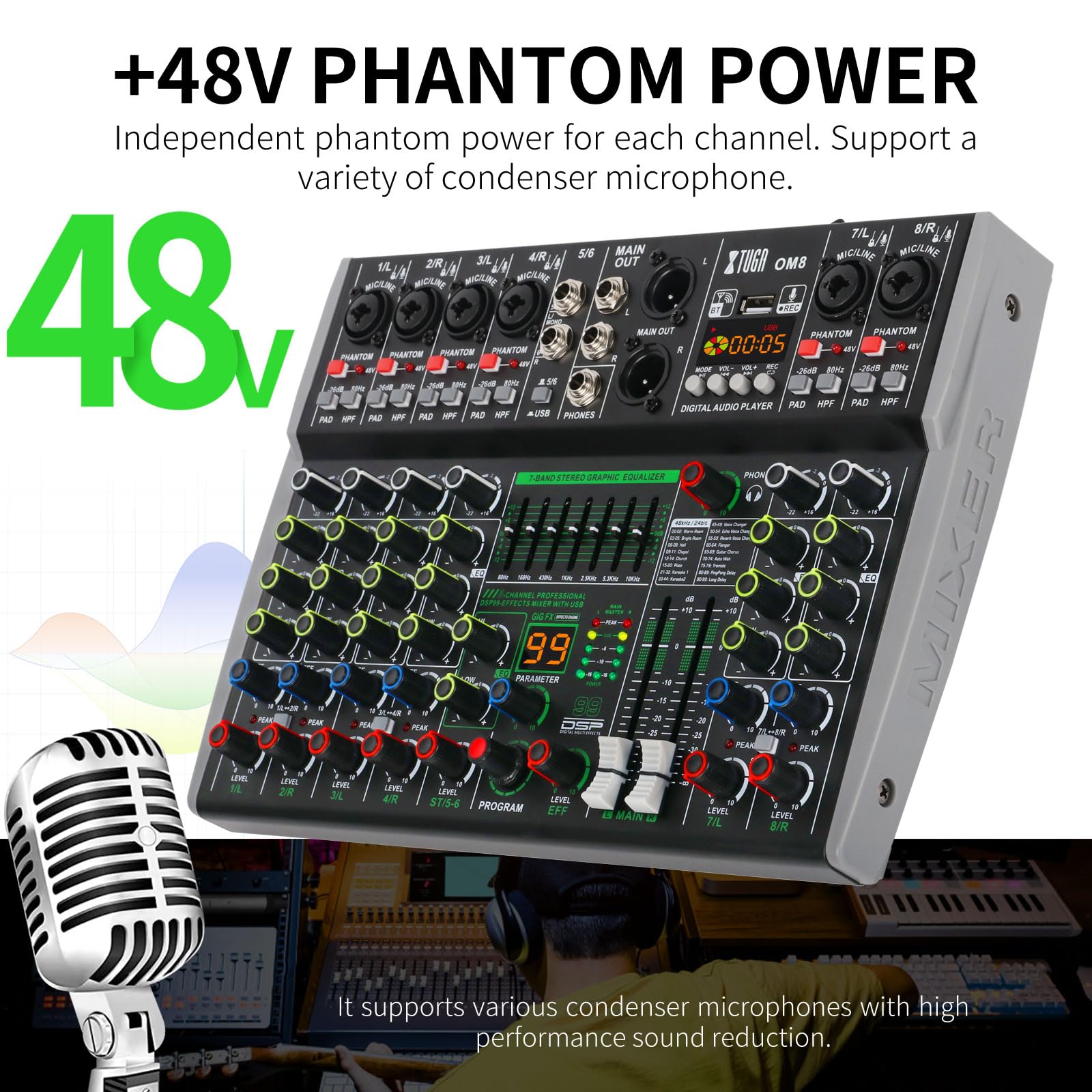 Amazon.com: XTUGA Audio Mixer 8 Channel for PC, DJ Sound Board