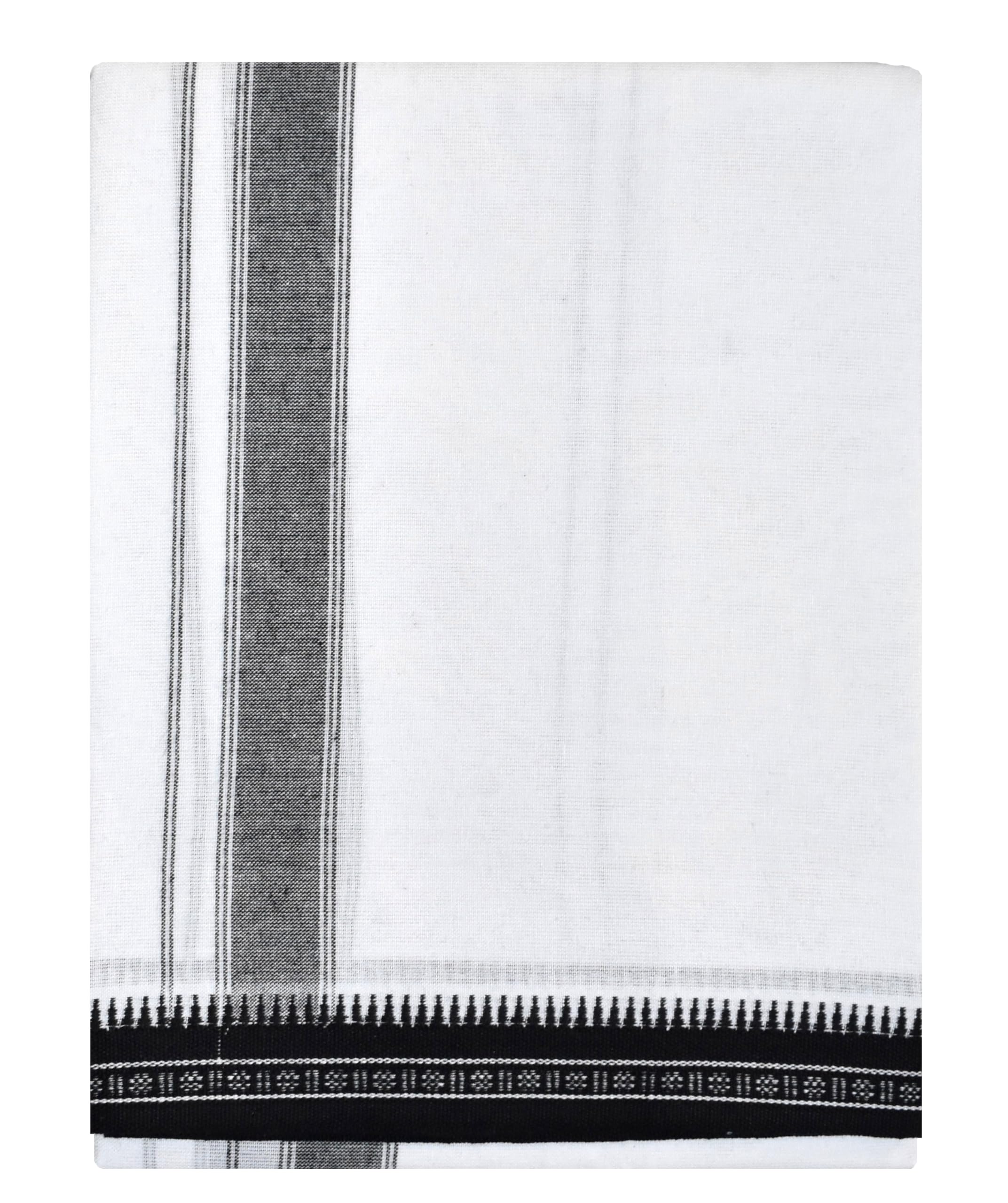 Rudhratcha Border Men's cotton Single Dhoti/Length 2.0meter, Height 1.24meter