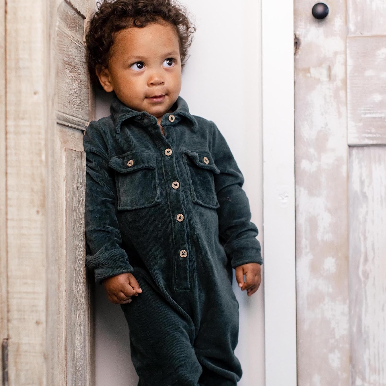 Burt's Bees Baby Boys Jumpsuit, 100% Organic Cotton One-piece, Long Sleeve Button Down Coverall