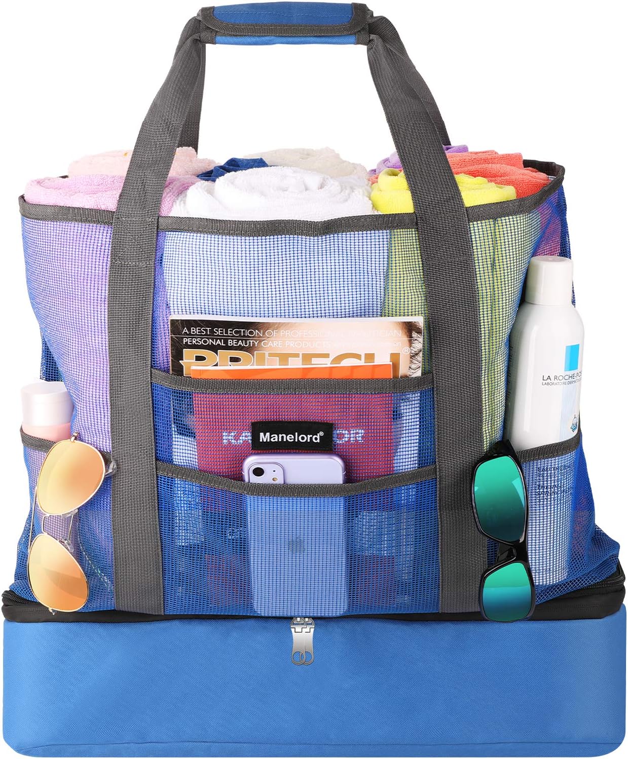Mesh Beach Bag with Cooler,Ultra Durable Tote Bag for Beach,Shopping,Picnic