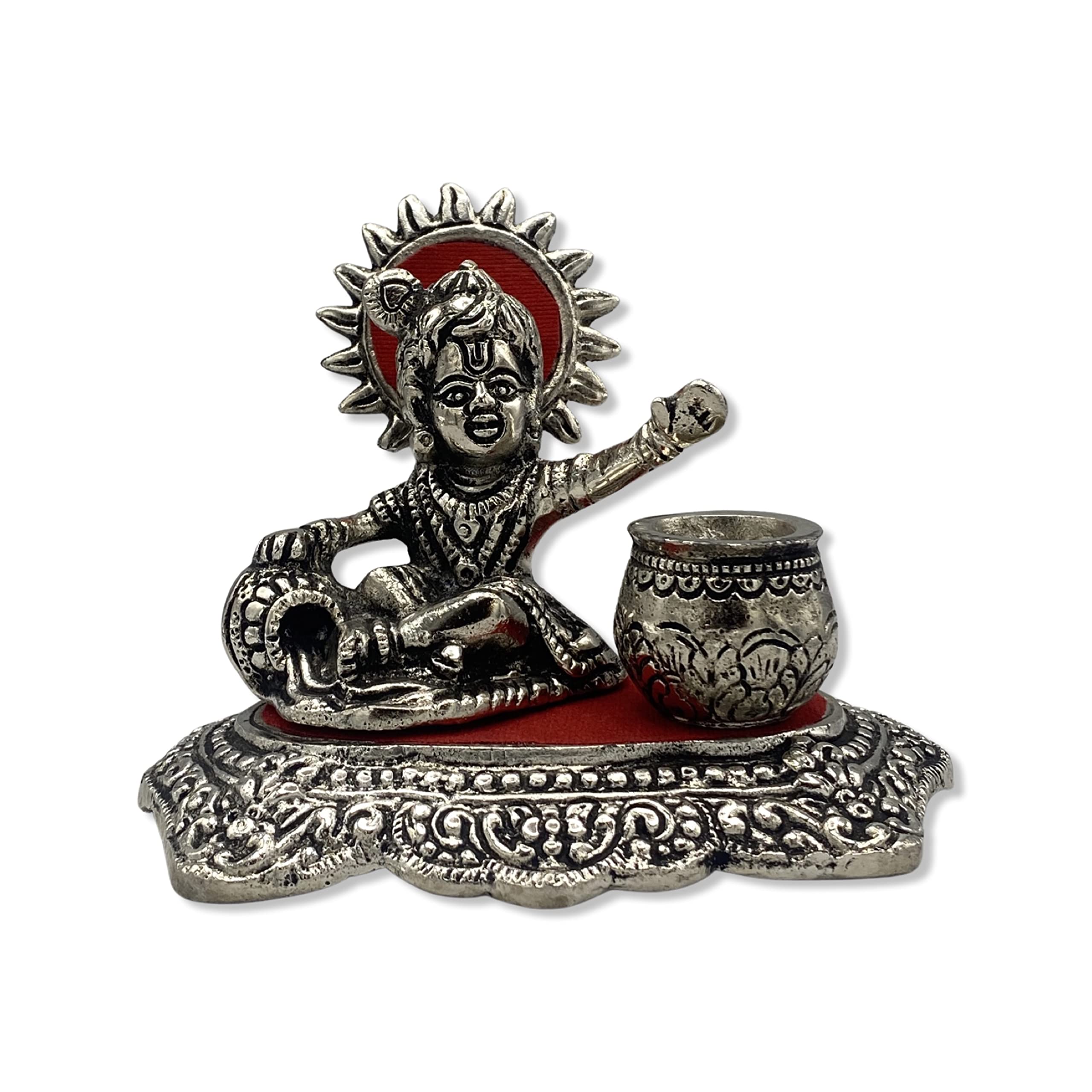 Agroware Balkrishna Silver Artifact Statue, India God Idol, Decorative Krishna Idol Figurine for Home Decor Table Decoration House Warming Gifting Home Decor (10 x 13 x 3 cm)