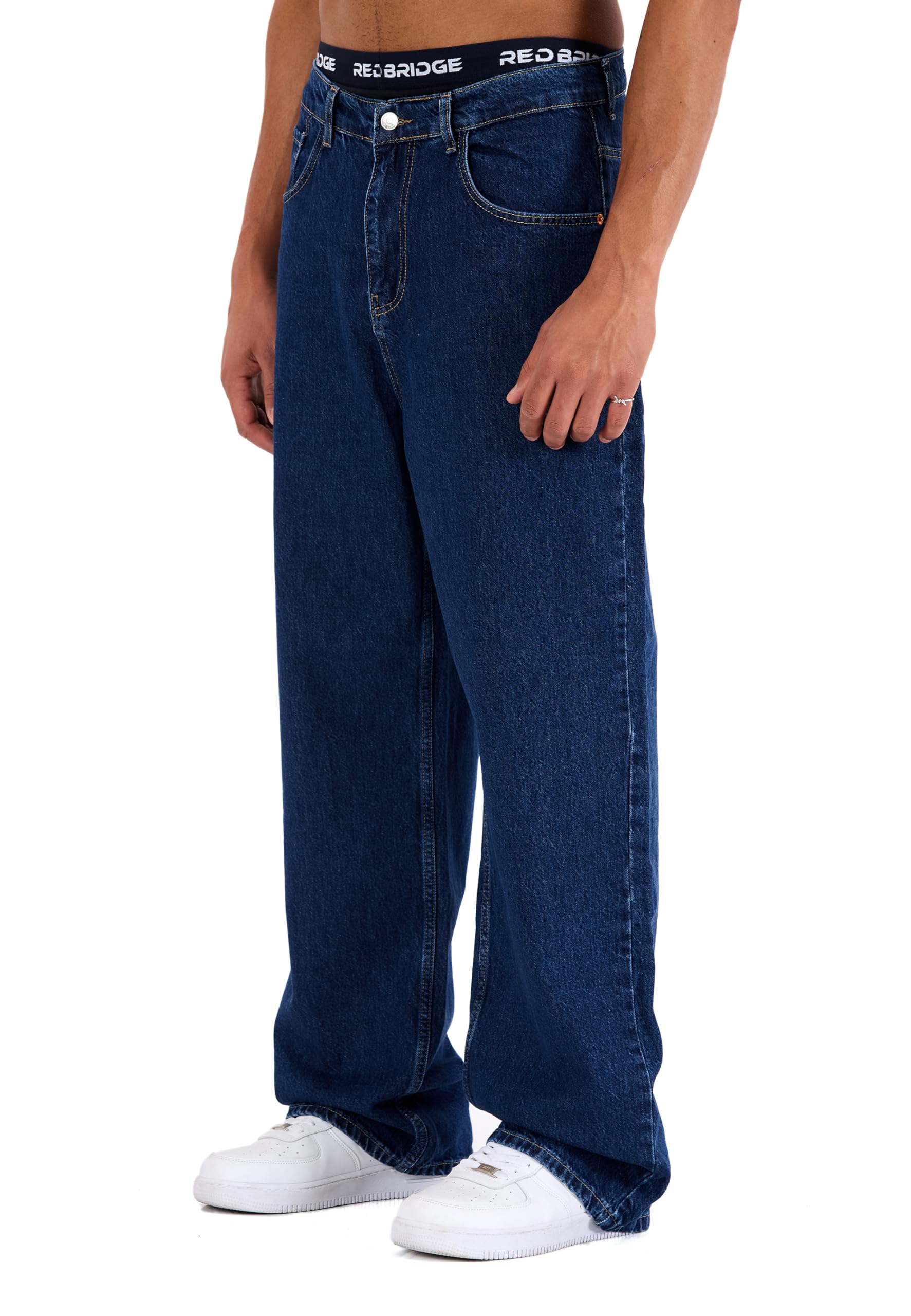 by Denim House Wide Leg Jeans Baggy Fit Denim Pantalones vaqueros en estilo de 5 bolsillos, cómodos y holgados para ropa de calle y el día a día