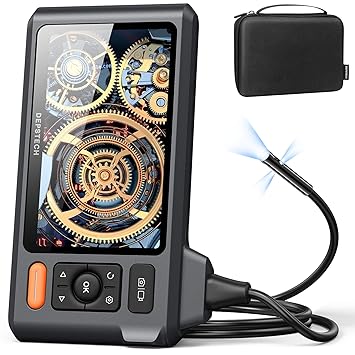 Triple Lens Industrial Endoscope Camera with Lights, DEPSTECH 1080P Borescope with Split Screen, 5