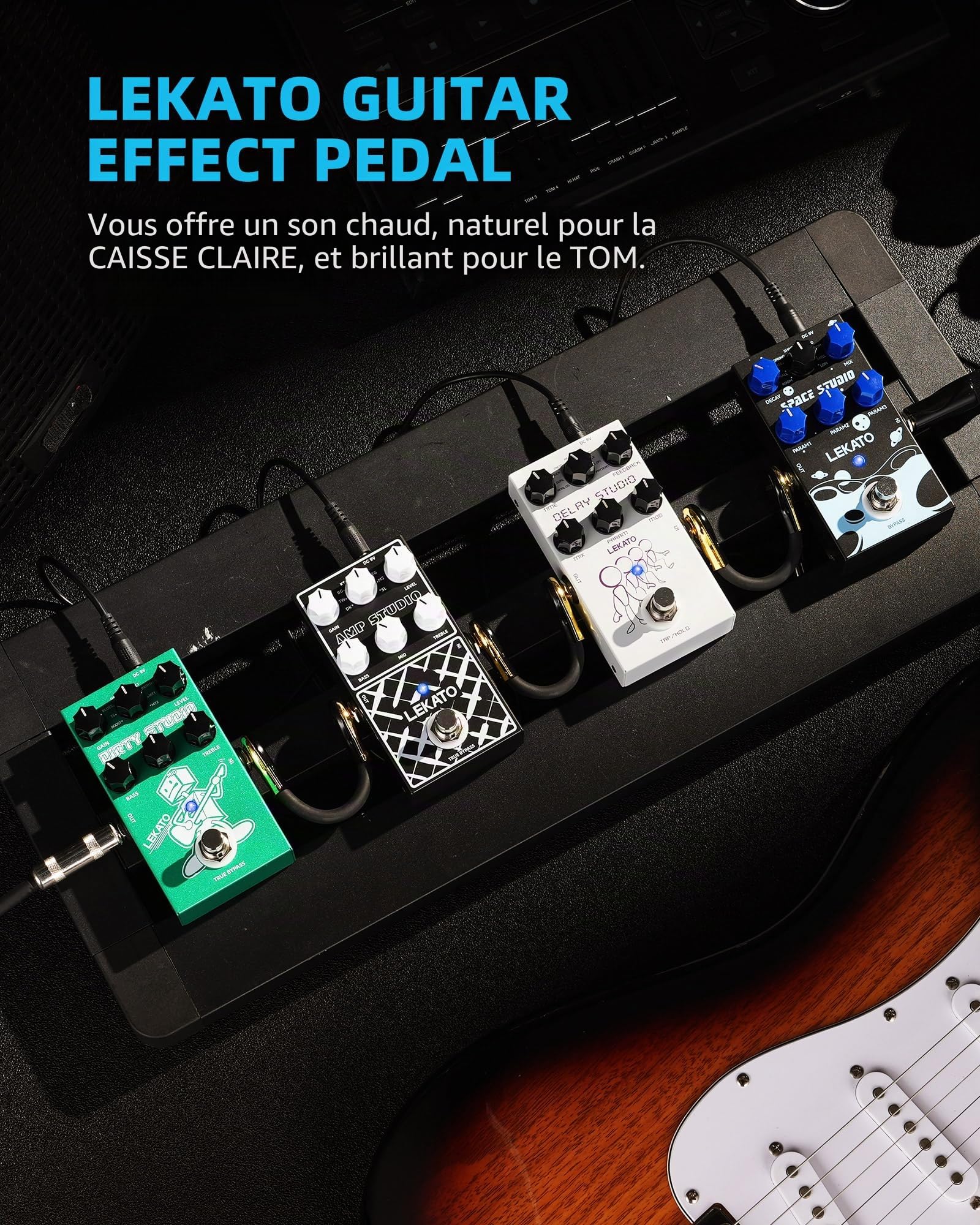 LEKATO Pédale d'effets de préampli numérique pour guitare électrique 9 modèles de préampli avec égaliseur à 3 bandes