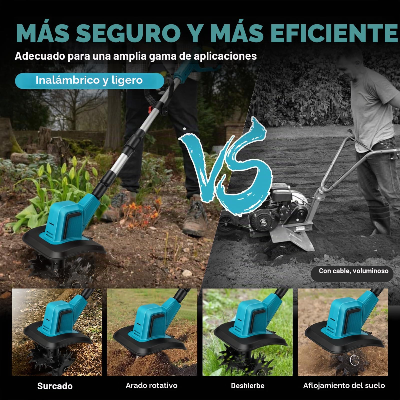 Fresadora de Jardín Inalámbrica para Makita 18V (sin Batería) | 550W, Azada sin Escobillas, Profundidad 15 cm, Ancho 20 cm, Cultivador para Jardín y Patio