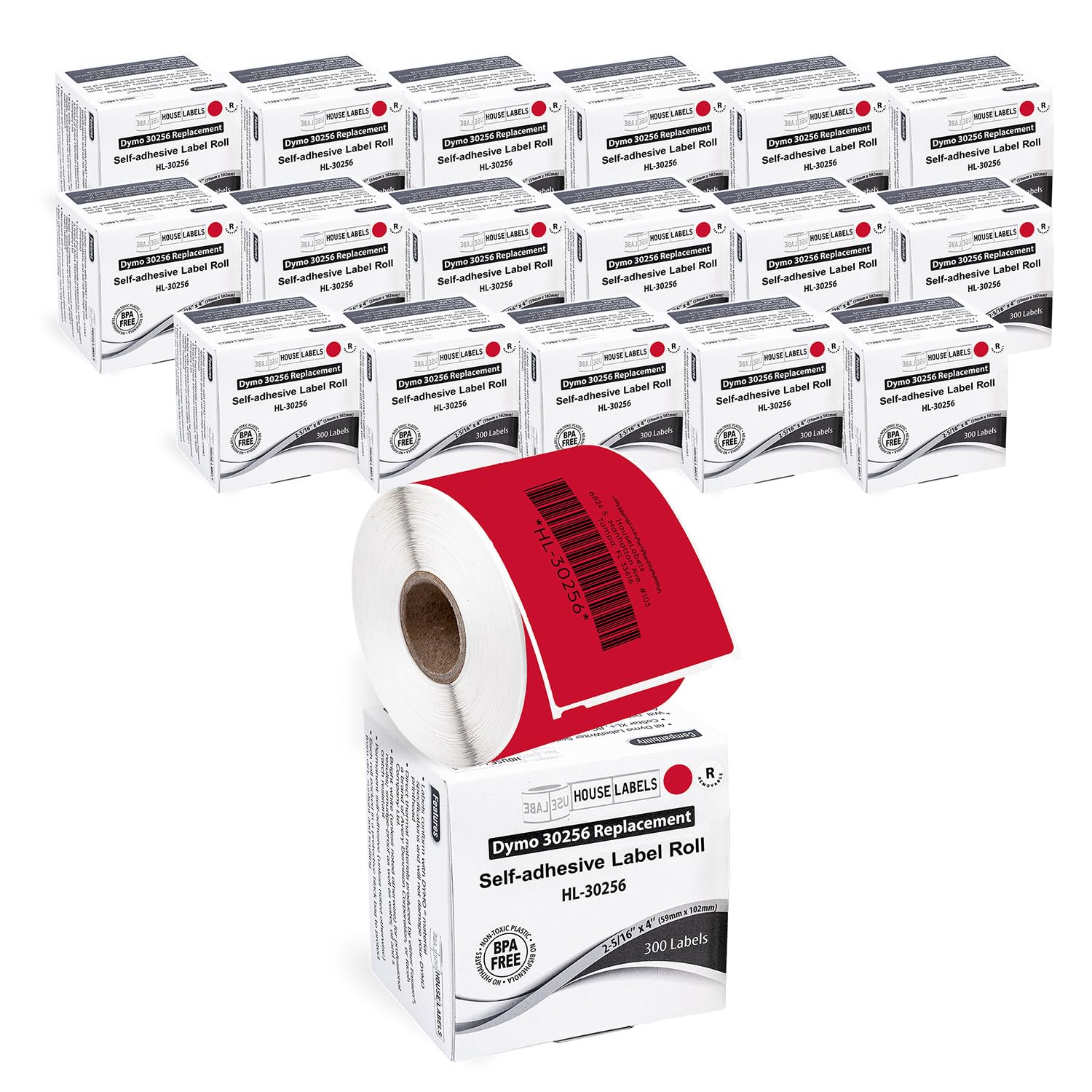 HOUSELABELS Compatible DYMO 30256 RED Shipping Labels (2-5/16" x 4") with Removable Adhesive, Compatible with DYMO LW 450, 4XL, Rollo & Zebra Desktop