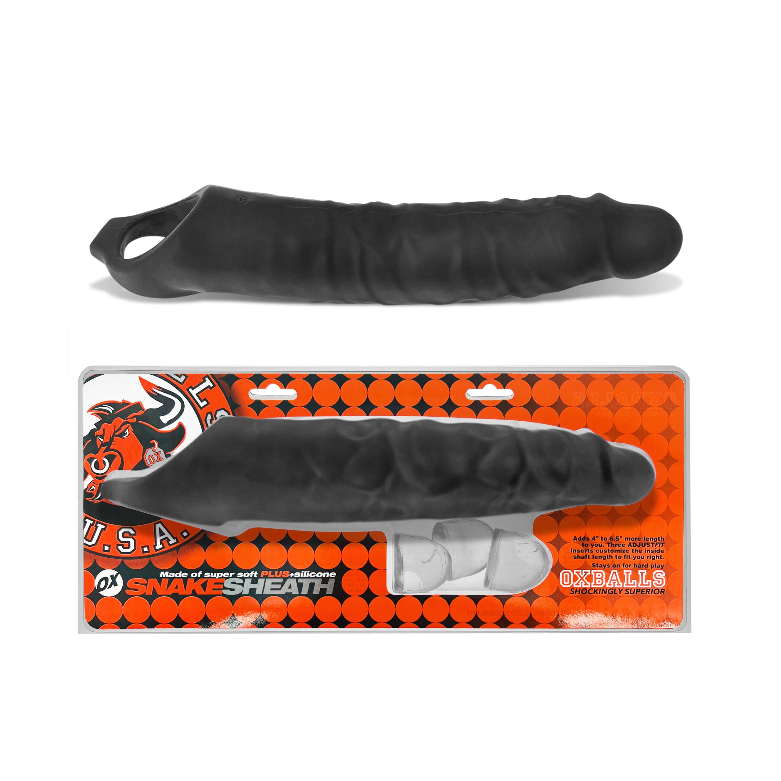 Oxballs Funda de gallo de serpiente de alcance profundo - hielo negro: experimenta una penetración profunda y un placer sensacional