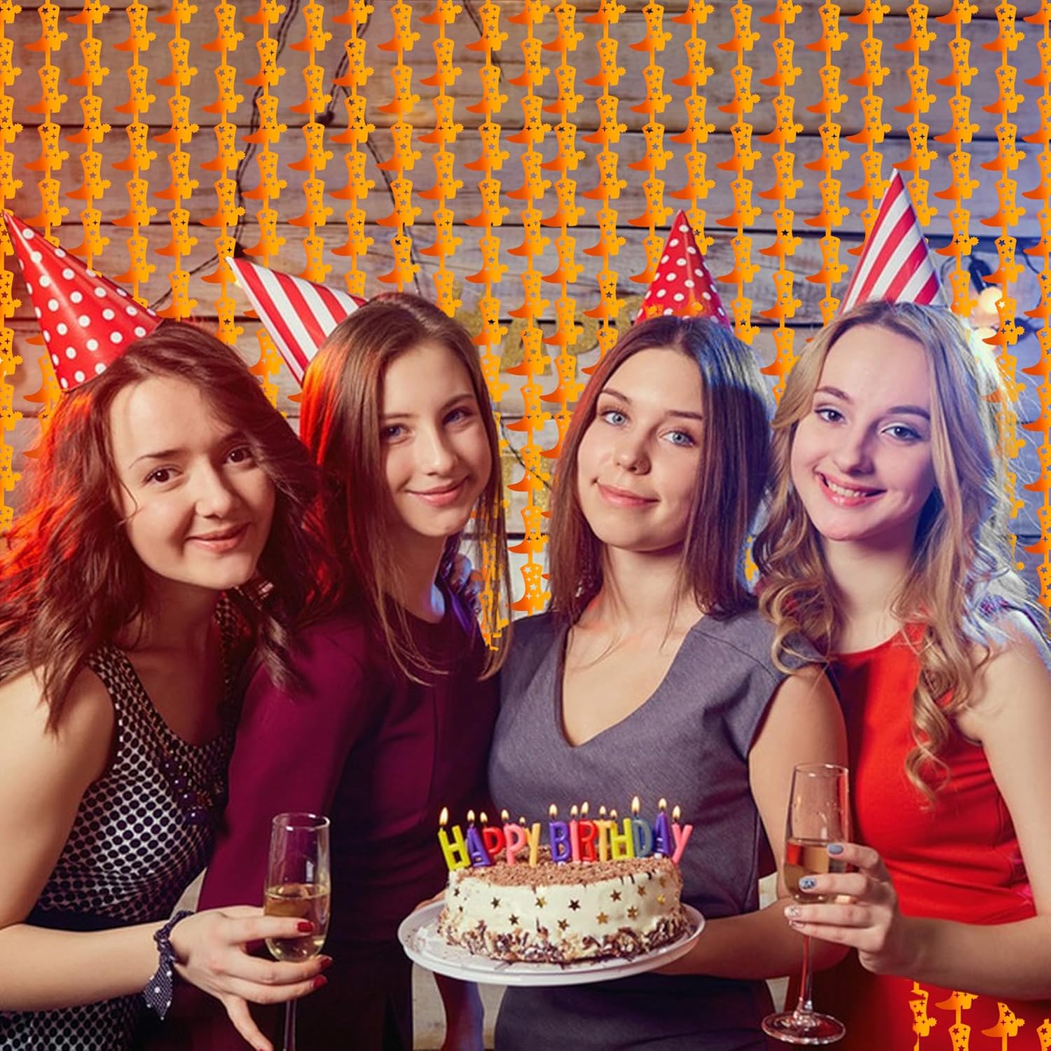 2PCS Western Cowboy Boot Fringe Curtain – Bronze Metallic Tinsel Backdrop for Cowgirl Bachelorette, Last Rodeo, Girls Birthday, Bridal Shower, Photo Booth Party Decor - Image 6