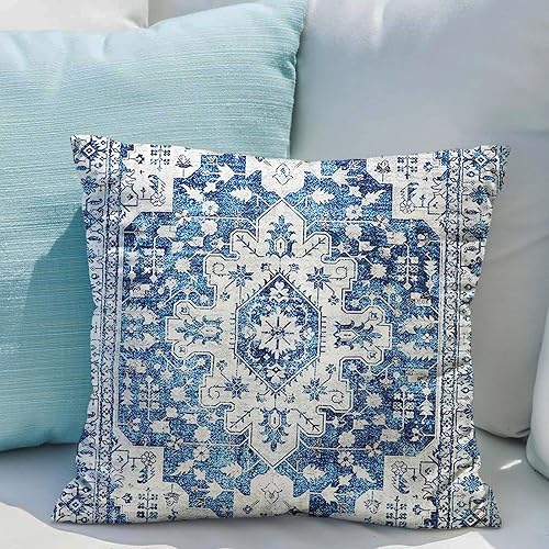 Miniatura 10 de Snycler Juego de 2 fundas de almohada bohemias de 26 x 26 pulgadas, alfombras bohemias de algodón suave con patrón de doble cara, fundas de cojín