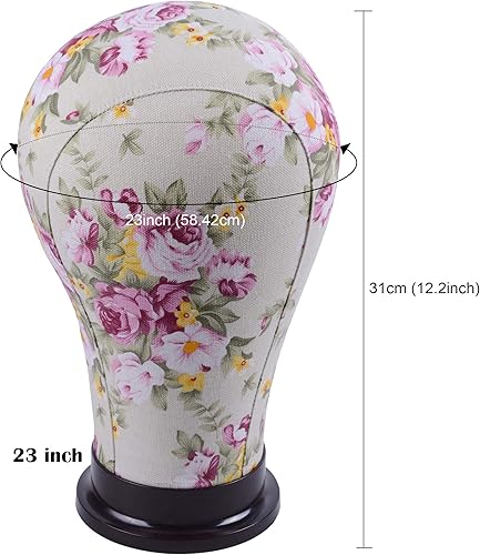 Miniatura 7 de YANTAISIYU 1 pieza de cabeza de maniquí de lona para extensión de cabello, pelucas de encaje para hacer y exhibir pelucas (rosa, 23 pulgadas)