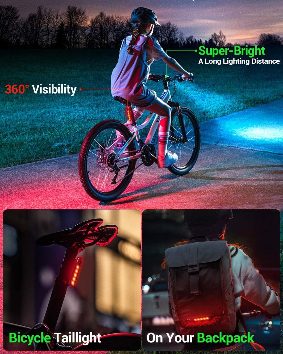 Victoper Bike Light, High Lumens Super Bright Bicycle Light, 6+4 Modes USB Rechargeable Bike Headlight & Tail Light Set, Waterproof Safety Bike Front & Rear Light for Road, Mountain, Night Riding : Sports & Outdoors