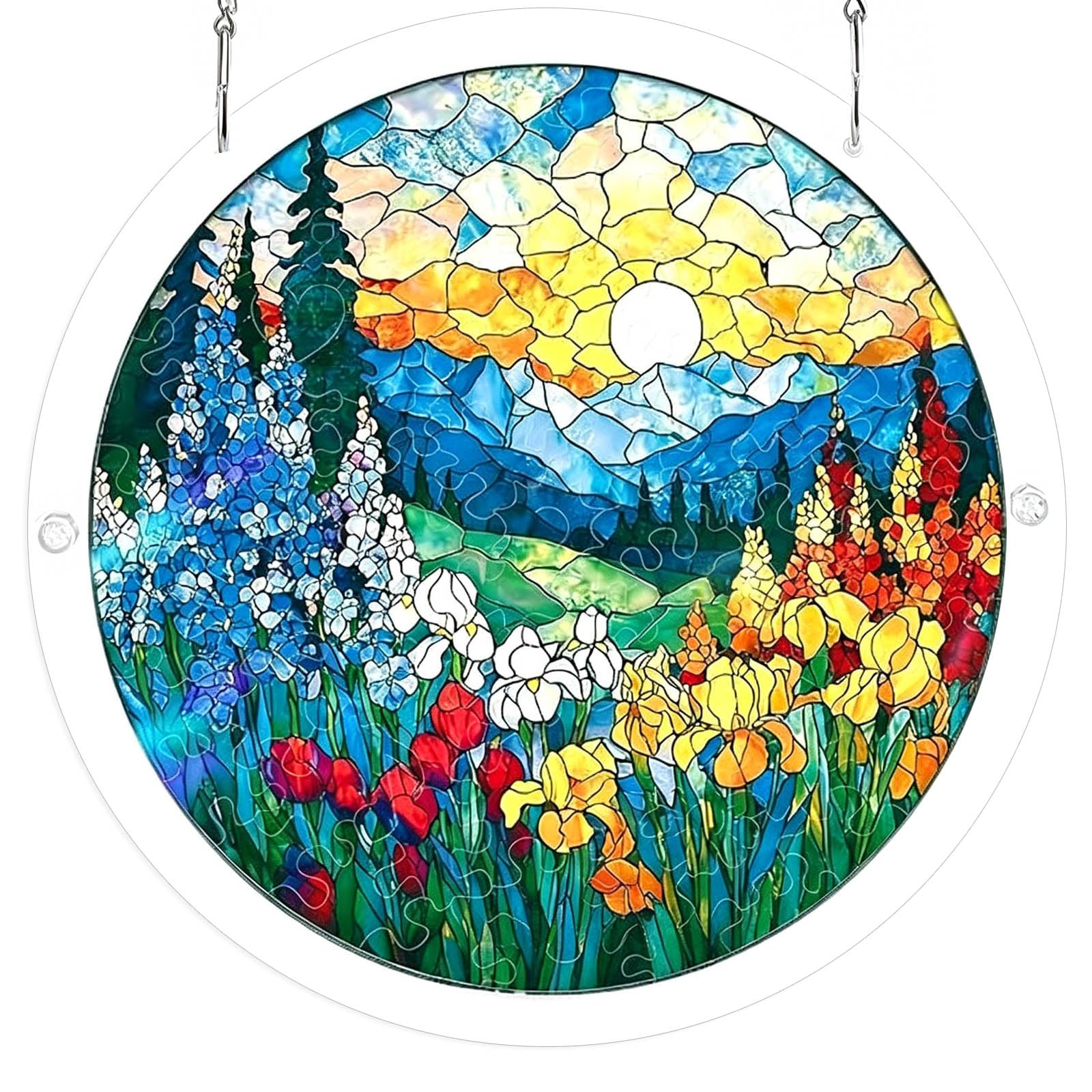 BOYANDM Puzzle Suncatchers Stained Glass Window Hanging Decors Colorful Acrylic Sun Catchers for Homen Garden Ornament Acrylic Puzzle Suncatchers