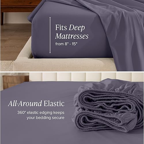 Miniatura 7 de Bare Home Juego de sábanas de 100 % algodón orgánico tamaño individual XL, tejido percal fresco, ligero y transpirable, sábanas y fundas de almohada