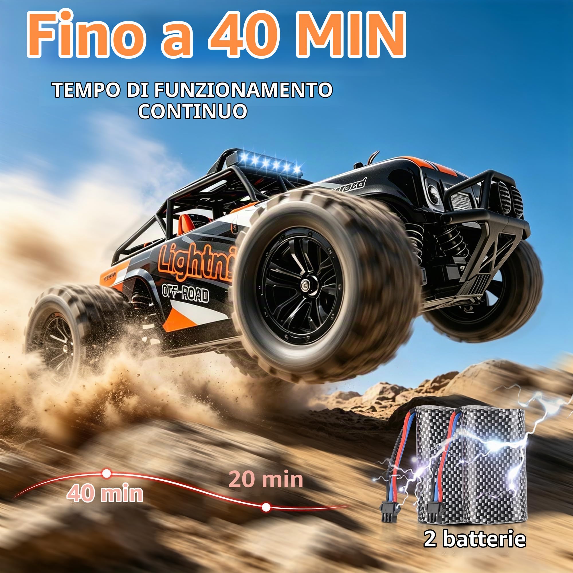 Macchina Telecomandata - 1:18 RC Car 40 km/h 4x4 Monster Truck | Macchina Telecomandata Professional Telecomandato 2 Batterie All Terrain Offroad Telecomandata Auto Gioco Regalo