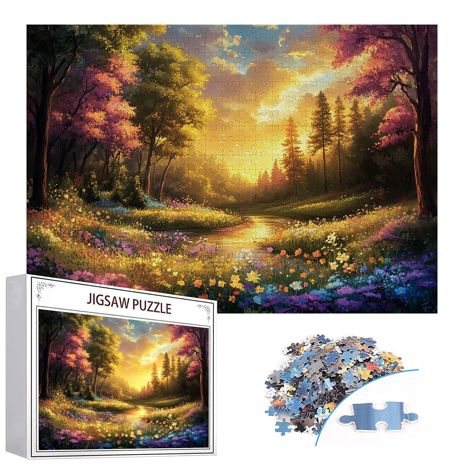 Puzzle 3000 elementów leśnych puzzle dla dorosłych kwiaty 122 x 81 cm Unikalne rzemiosło klasyczne 3D drewniane układanki do rodzinnych gier aktywnych, układanka do samodzielnego wykonania nawet do