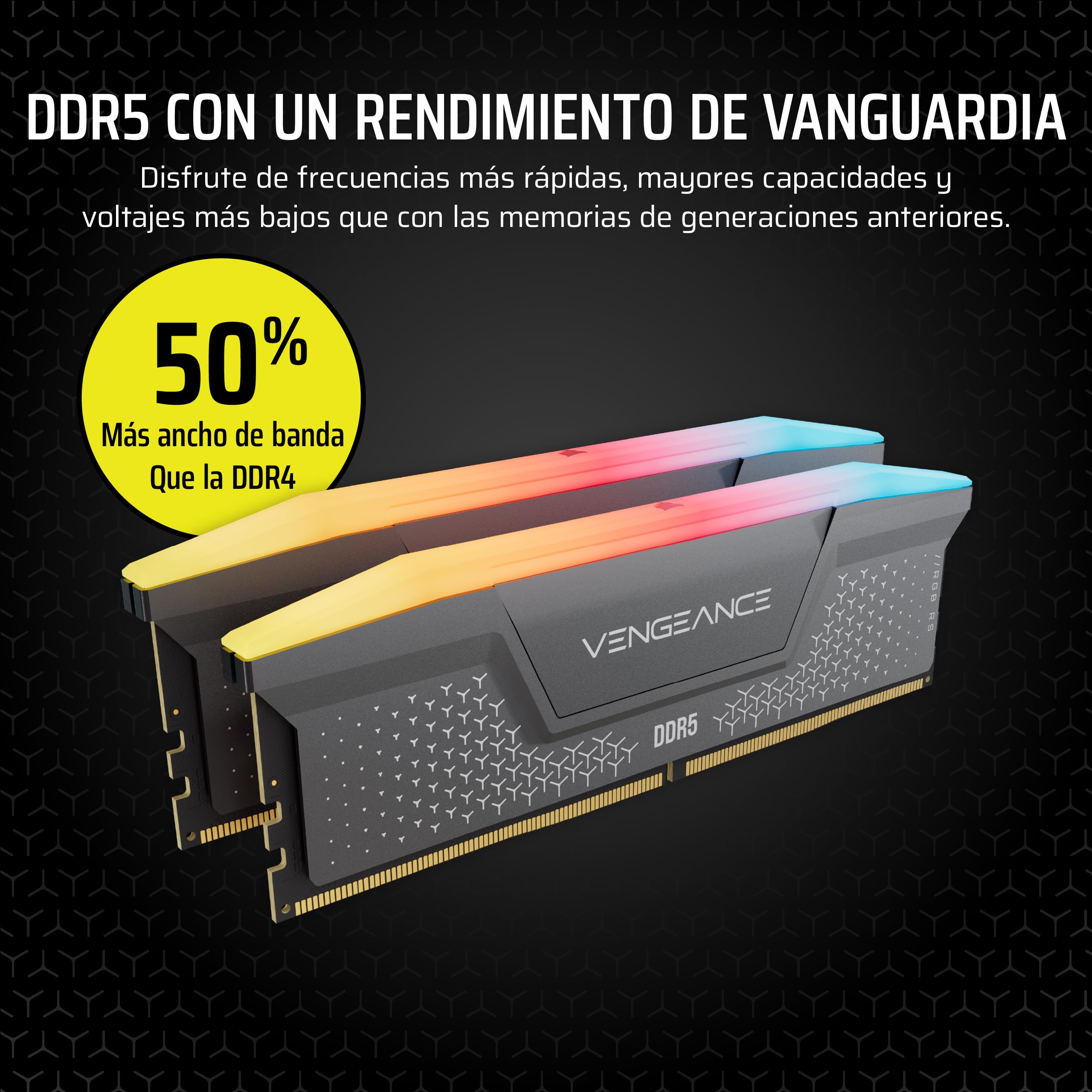 CORSAIR Vengeance RGB RS DDR5 RAM 32GB (2x16GB) hasta 6000MHz CL36-44-44-96 1.35V AMD Expo & Intel XMP 3.0 Memoria de Ordenador de Sobremesa – Gris (CMG32GX5M2E6000Z36)