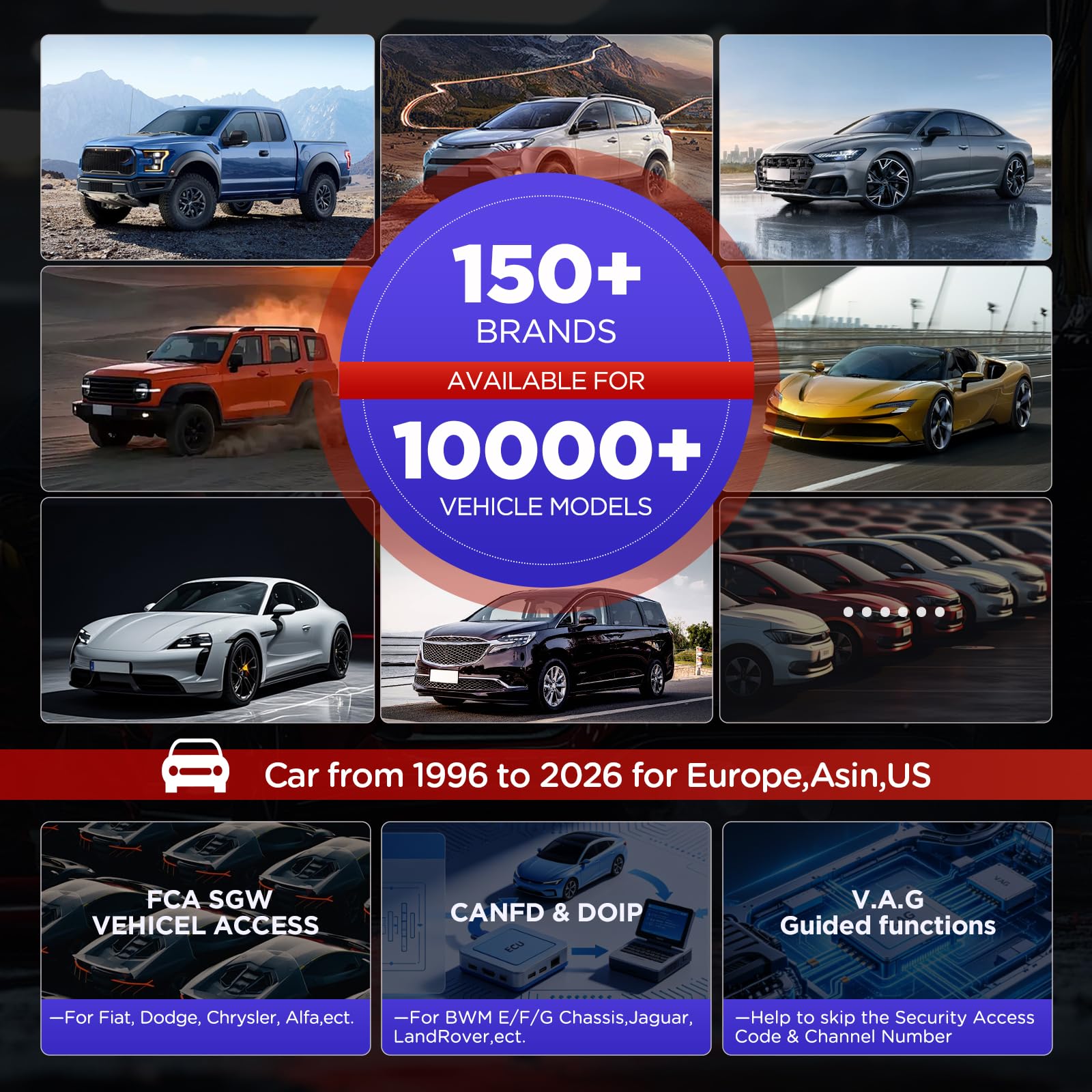 LAUNCH X431 CRP919E BT OBD2 Diagnosis Coche Multimarca de Sistema Completo y 45+ Funcíon Reinicio, Bluetooth Escáner Control Bidireccional, Codificación ECU,FCA AutoAuth Nivel OE Actualización 2 Año