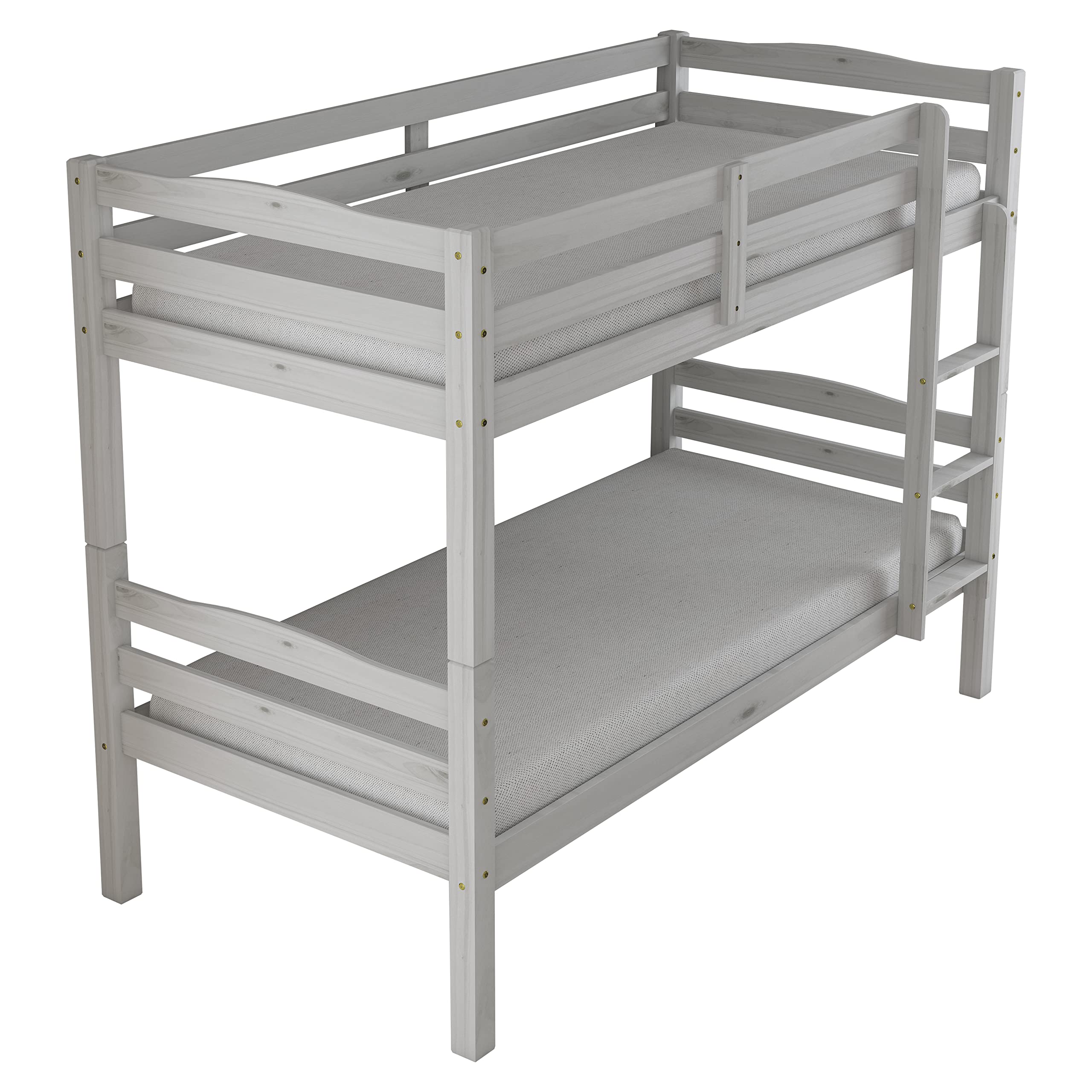 Arredo Stock Letto a castello in legno di pino massello utilizzabile come due letti singoli, 90x190x150 cm (Bianco)