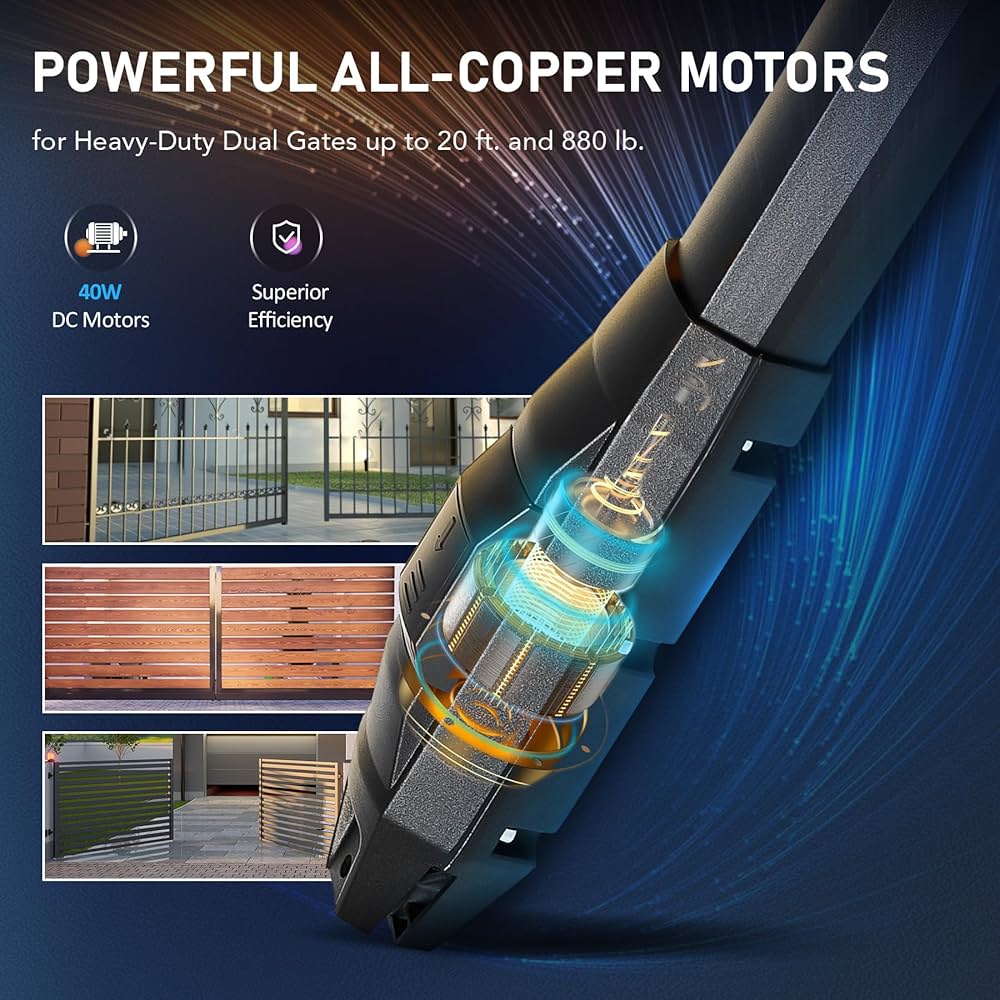 Let's Go 1, 2, 3 セット CO-Z Automatic Dual Swing Gate Opener Kit, Electric Gate