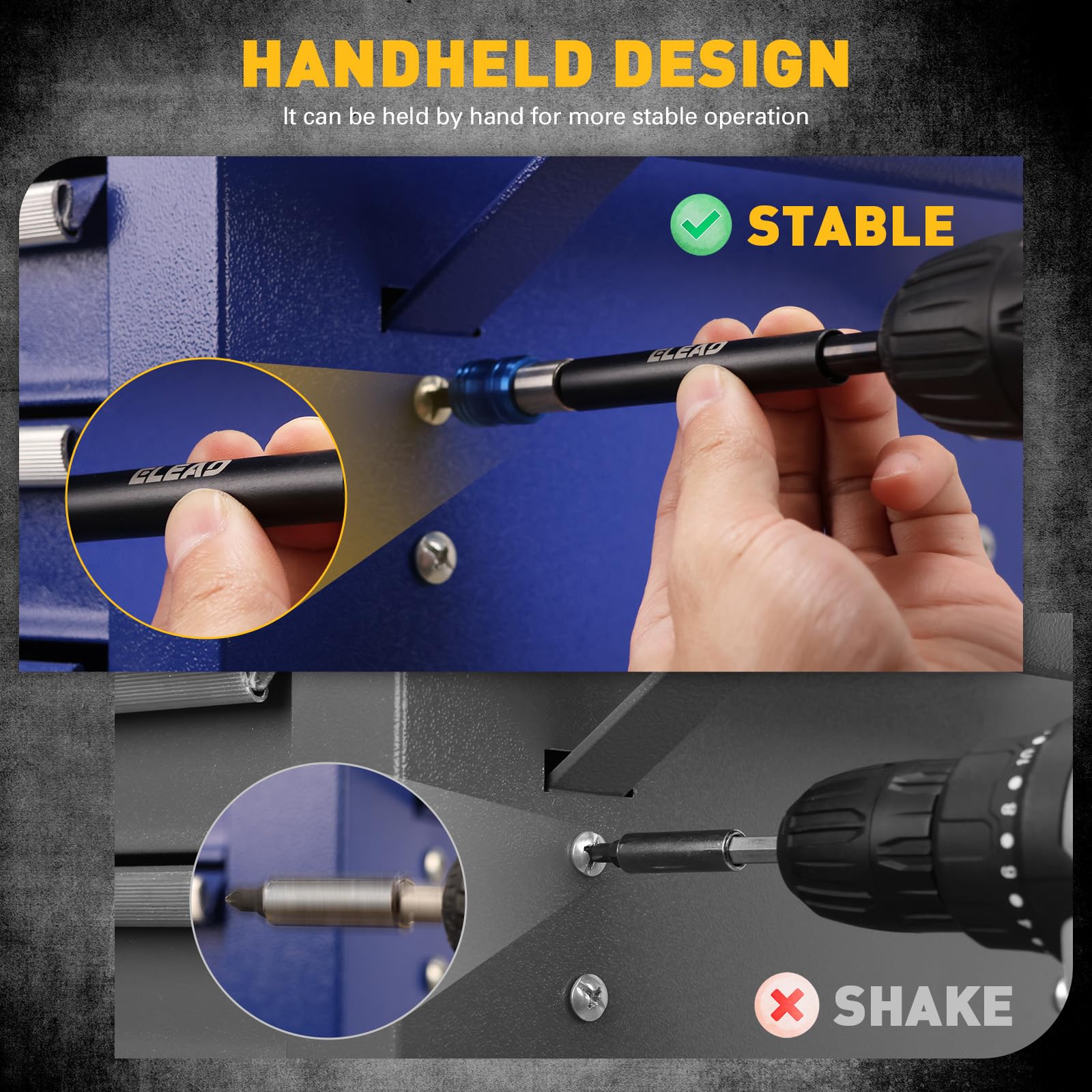 ELEAD Juego de extensión de brocas, extensor magnético de 4 piezas con funda de aluminio, adaptador de extensión de liberación rápida de vástago hexagonal de 1/4 pulgadas, 2-3/8 pulgadas, 4 pulgadas