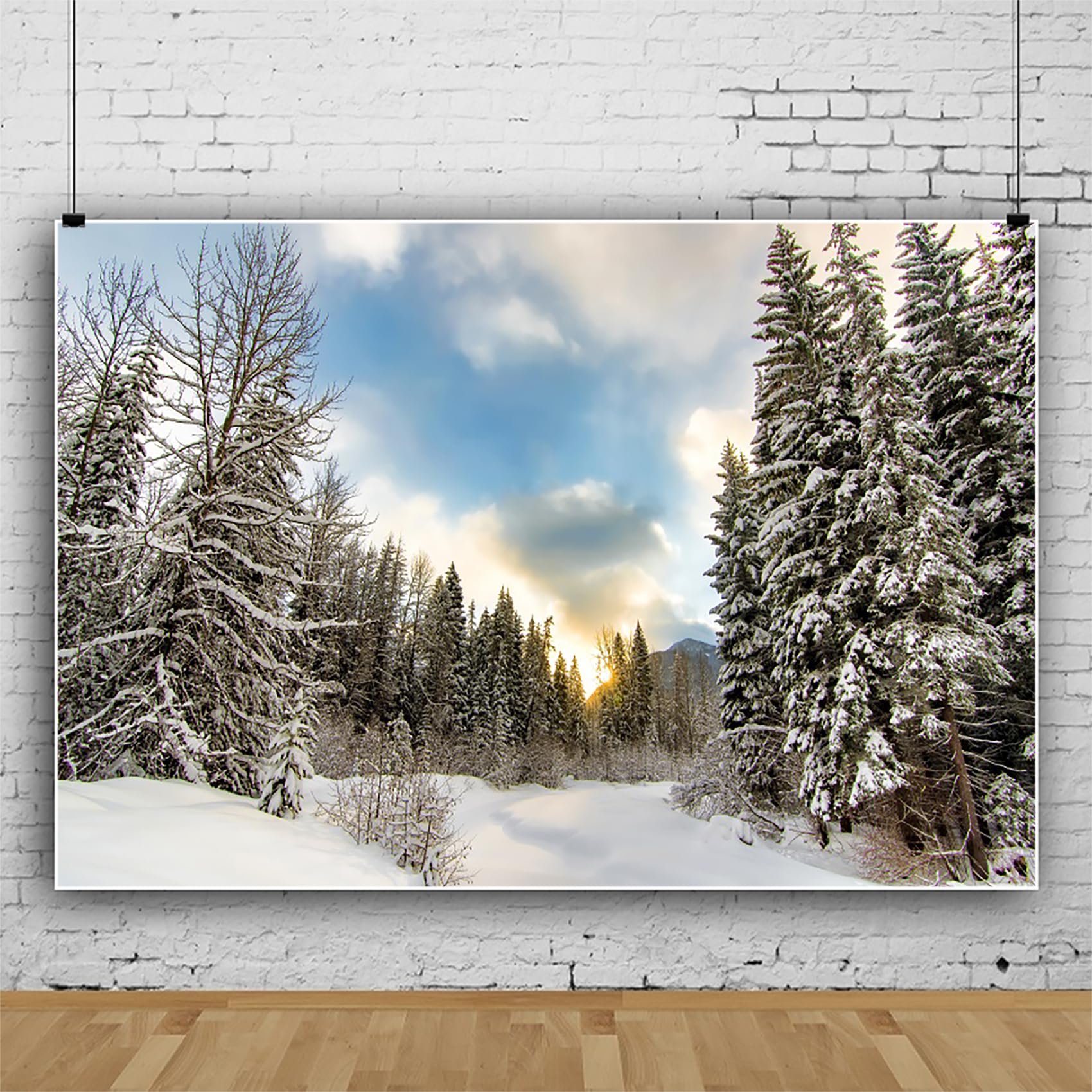 3x2m Nieve Invierno Fotografía Fondo Pinos Bosque Mundo Maravilloso Fondo por Recién Nacido Baby Shower Navidad Año Nuevo Partido Decoración Bandera Retrato Foto Puesto Accesorios, Vinilo