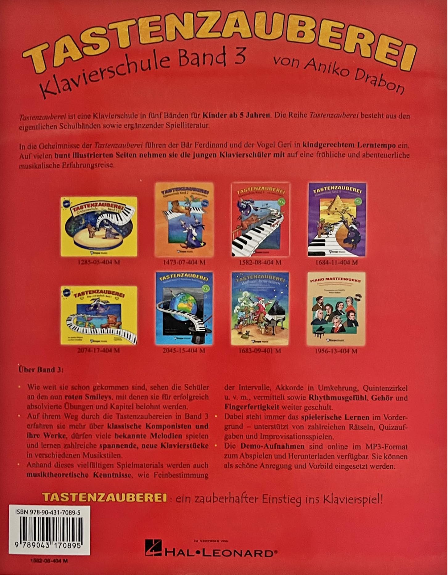 Tastenzauberei Band 3 - Schule für Einzel- und Gruppenunterricht in deutscher Sprache - Klavierschule von Aniko Drabo - Mit download