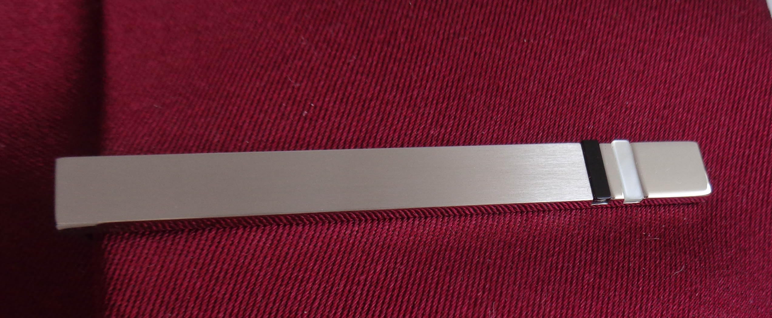 Krawattenschieber 925er Silber matt-glänzend m. Perlmutt + Onyx 6,6 cm Gesamtgewicht 12 Gramm m.i. Germany + Exklusivbox
