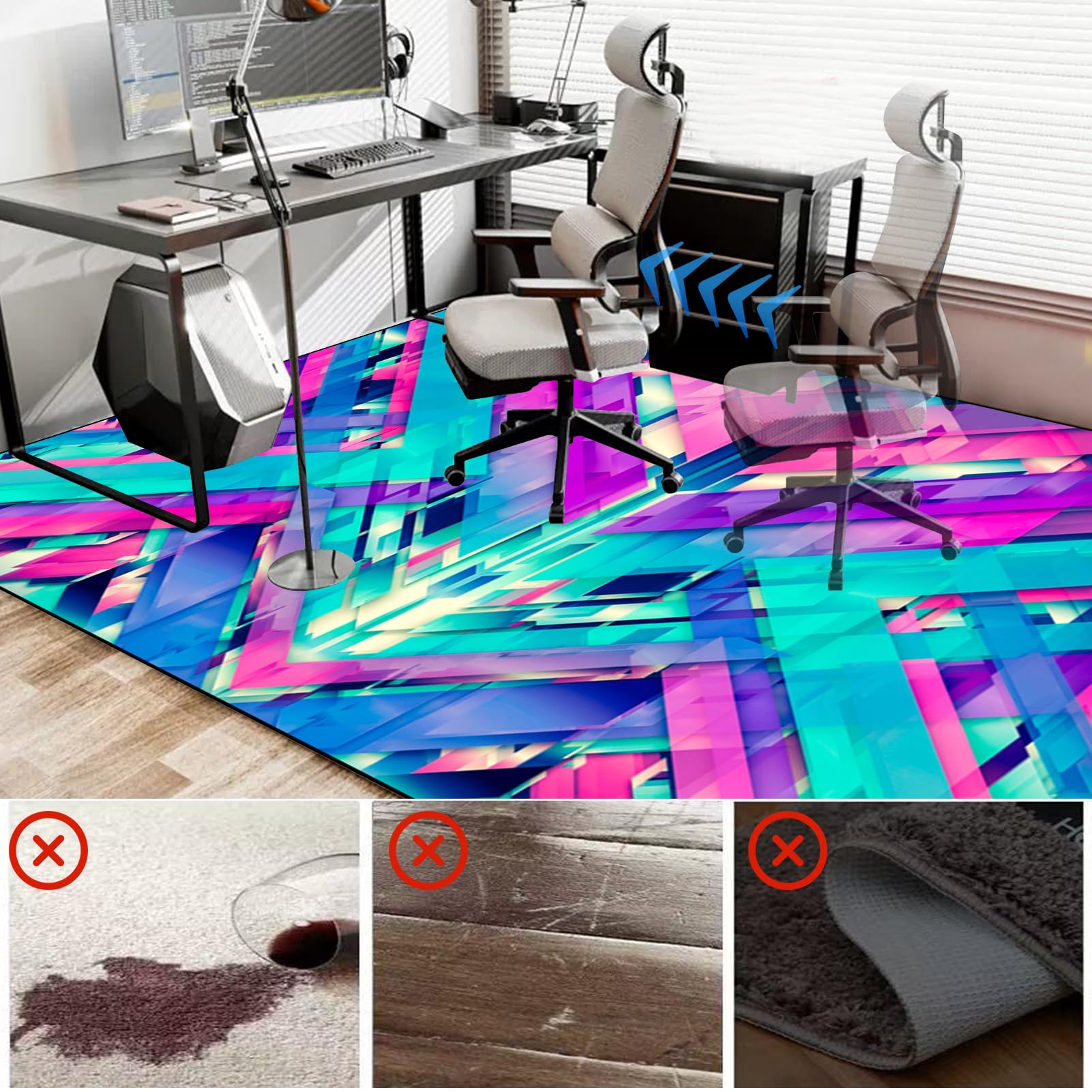 Protector Suelo Silla Ruedas Gaming Alfombra Silla Escritorio Antideslizante Alfombra Oficina para Silla con Ruedas Alfombra Protectora Suelo Silla Gaming para Suelo Duro 140 x 180 cm