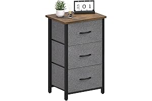 Yoobure Fabric Nightstand with 3 Drawers for College Dorm Storage