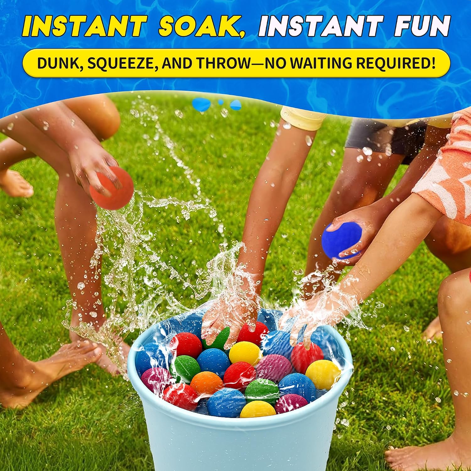 Reusable Water Balls for Kids, 50 PCS Soft Splash Balls Summer Outdoor Toys, Water Balloon Game for Pool Beach Party, Safe Water Fight Toys Fun Activities Yard Games