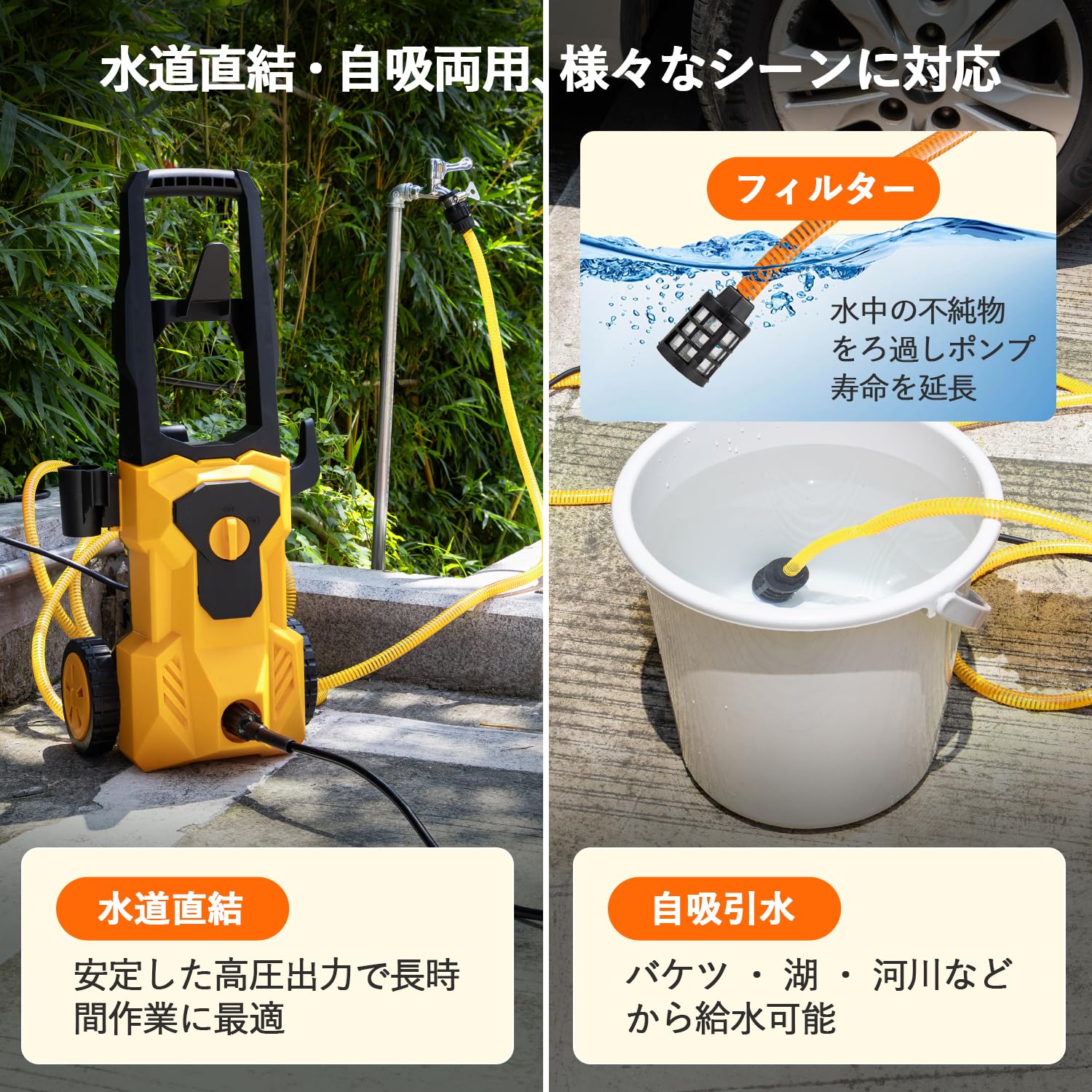 Amazon | Amison 高圧洗浄機 3種類のノズル付き 27mの作業範囲 最大