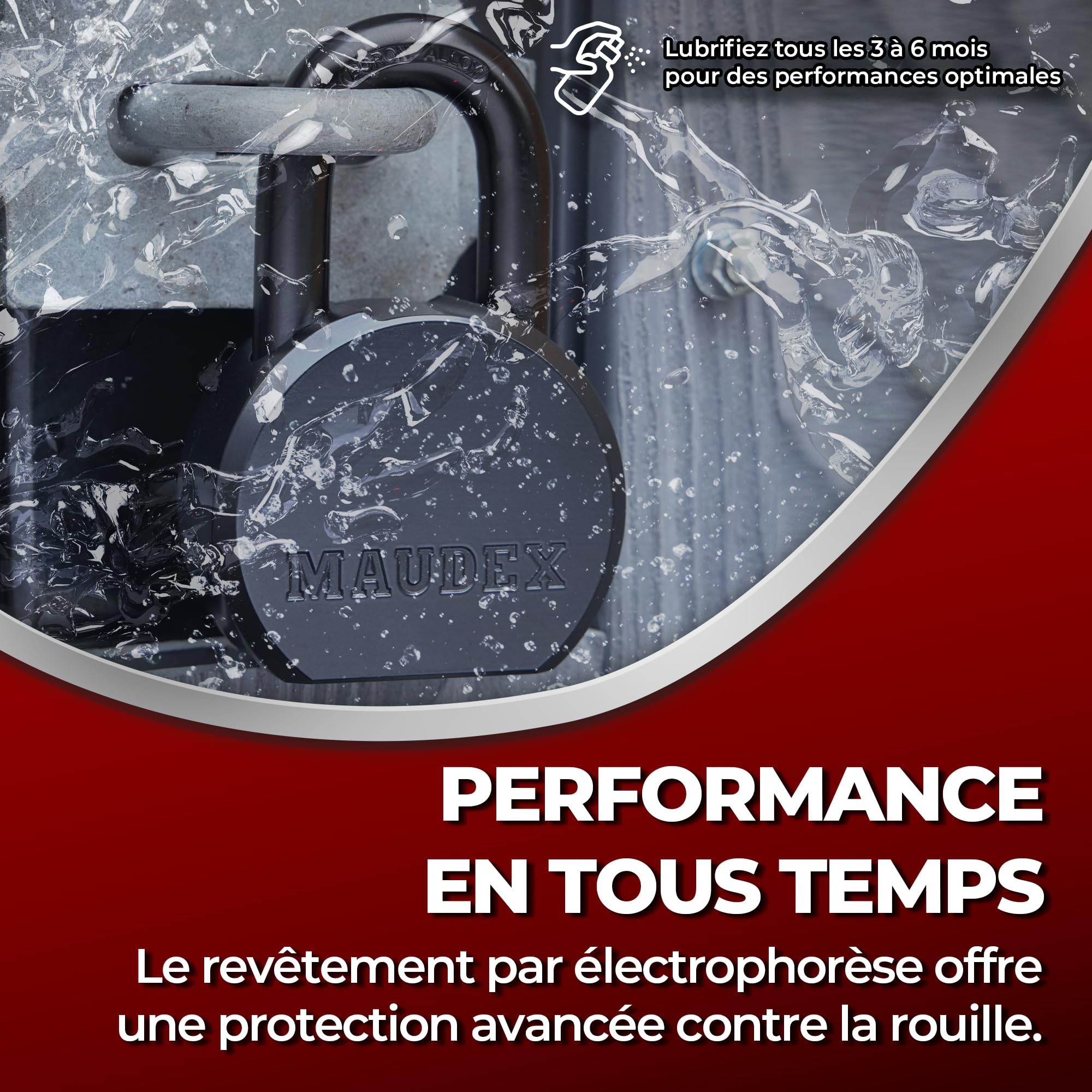 Maudex® PML65 Cadenas Conteneur avec 5 Clés - Anse 12 mm Résistance Maximale aux Coupures, Corps Acier Renforcé | Antivol de Sécurité pour Portail, Garage, Remorque Attelée