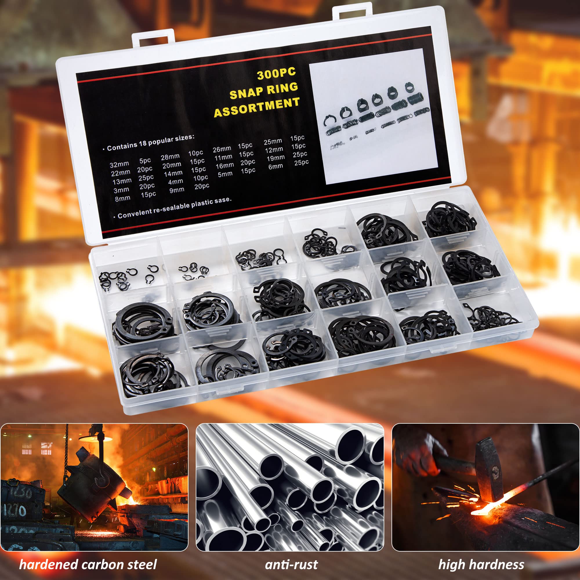 150-teiliges Sicherungsring-Set Mit 18 Größen - Perfekt Für Werkstatt Und DIY-Projekte