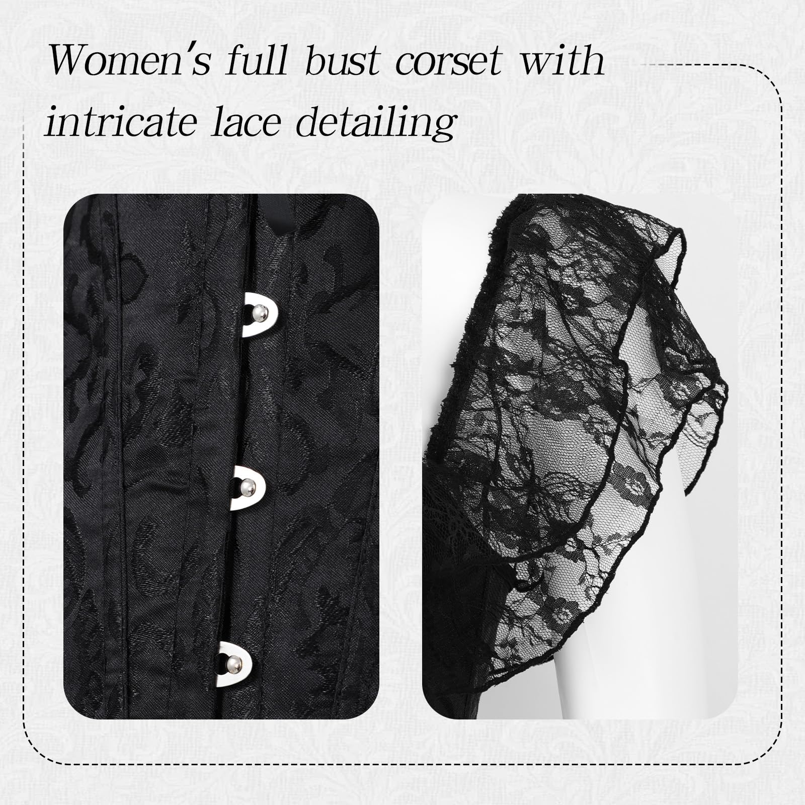 SUKUTU Corset complet pour Femme avec Bretelles en Dentelle partie Supérieure ajustée au Corps corset Gothique rétro avec Fermeture à l'avant sous-vêtement sculptant