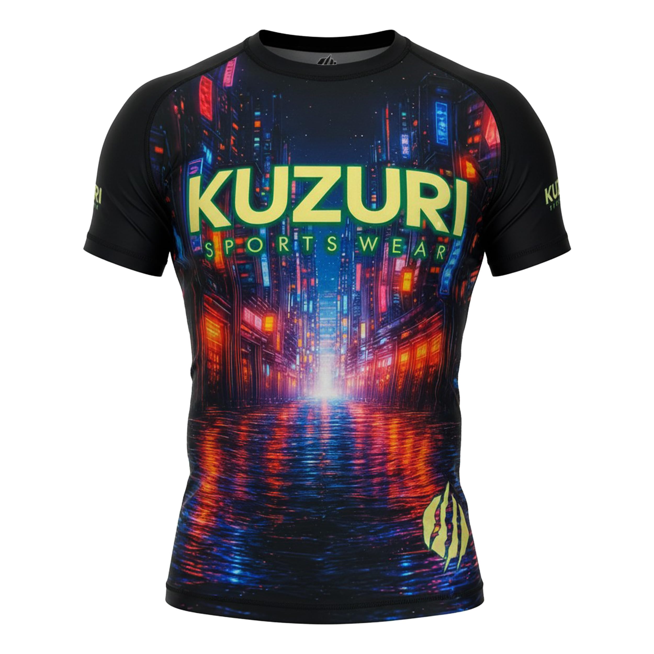 KUZURI Rashguard Herren BJJ Kurzarm – Personalisiertes MMA Compression Shirt für No-Gi, Grappling & Kickboxen – Atmungsaktives T-Shirt mit Drachenmotiv