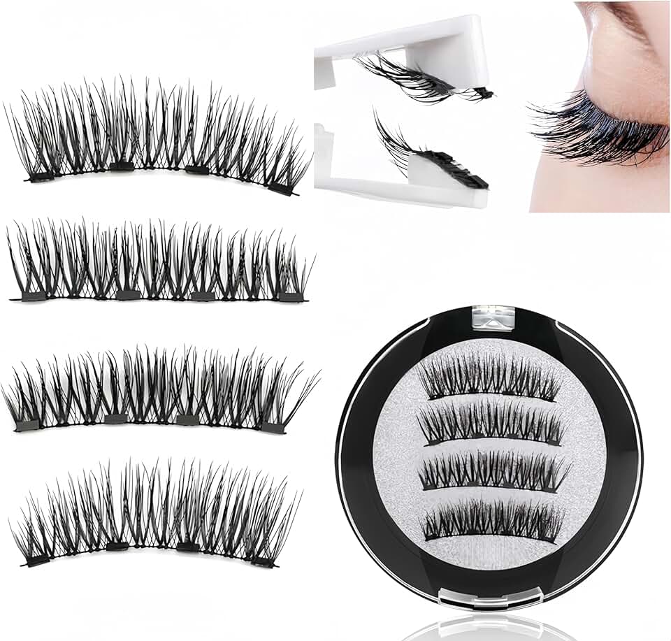 Kit de cílios magnéticos reutilizáveis - 2 pares de cílios postiços, sem necessidade de cola, cílios postiços fáceis de aplicar para iniciantes