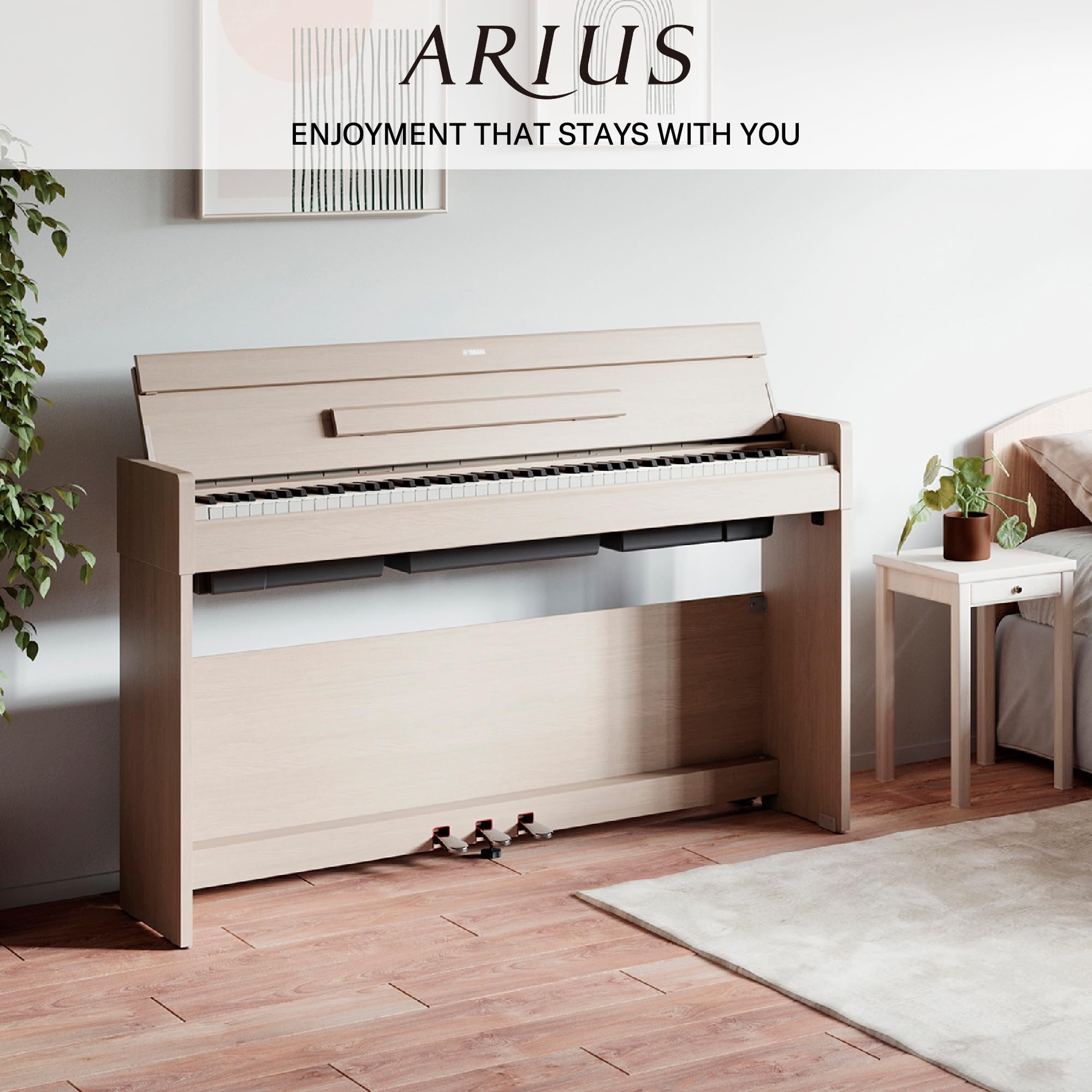 Yamaha ARIUS YDP-S35 Digital Piano - Pianoforte Digitale da Casa per Dilettanti, Design Moderno ed Elegante, Suonabilità Autentica del Pianoforte Acustico, Bianco Frassino