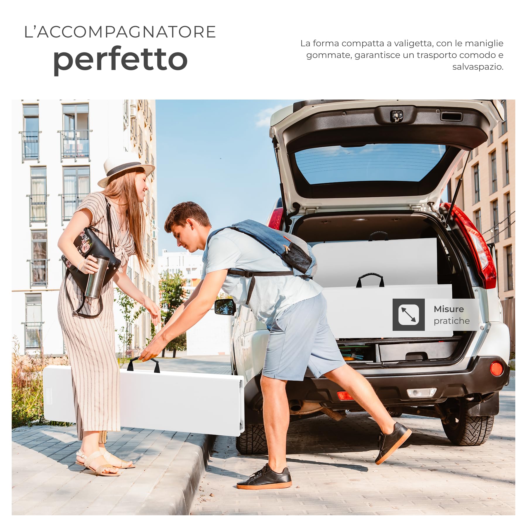 tectake® Set Tavolo da esterno e 2 Panche Pieghevoli, Set Tavolo Pieghevole da Campeggio e 2x Panca da Esterno, Ripiegabile a forma di Valigia, Blocco di sicurezza, Struttura in Acciaio - Bianco
