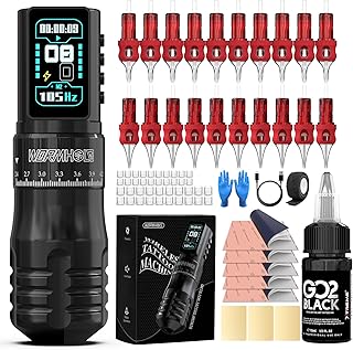 Wormhole Tattoo Gun Kit, Xtreme Tattoo Ink, Aluminum Alloy Wireless Tattoo Machine with 2300mAh Battery Adjustable Tattoo ...