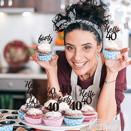 Miniatura 24 de 24 piezas de decoraciones oficiales para cupcakes de cumpleaños número 13 Hello 13 Thirteen Cupcake Picks 13th Birthday Cake Decor Supplies Black