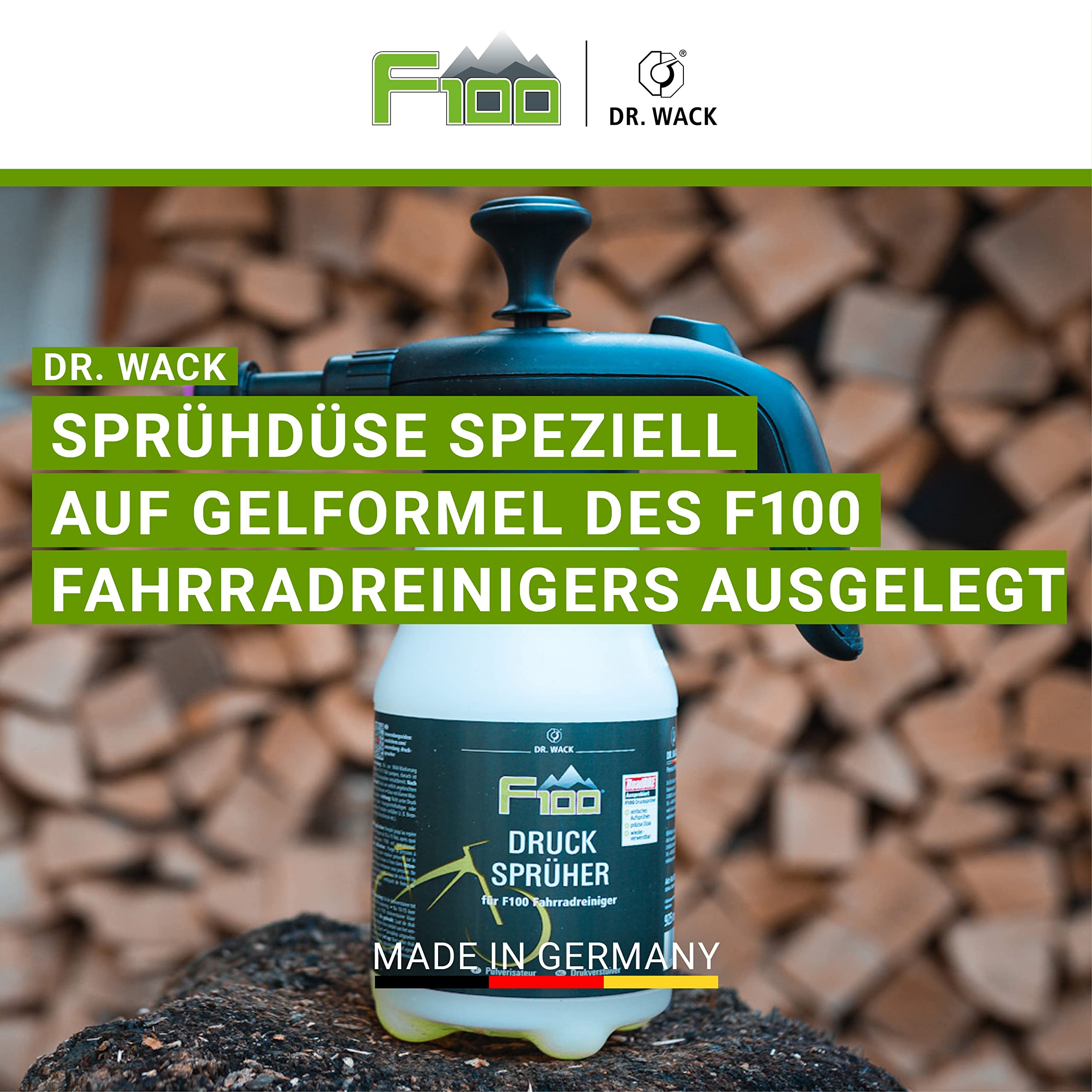 DR. WACK F100 spryskiwacz ciśnieniowy 925 ml – pusta butelka z rozpylaczem do czyszczenia roweru – butelka z pompką z zaworem obrotowym – szybkie i łatwe czyszczenie roweru – akcesoria rowerowe –