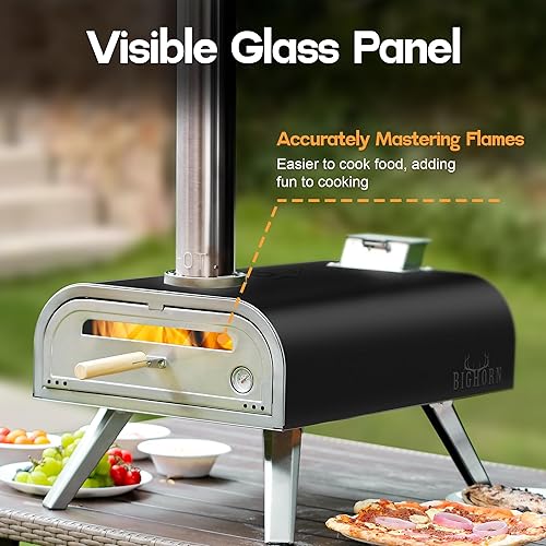 Miniatura 5 de BIG HORN OUTDOORS Horno de pizza de 16 pulgadas con pellets de madera, estufa de pizza con pellets, horno de pizza portátil de acero inoxidable